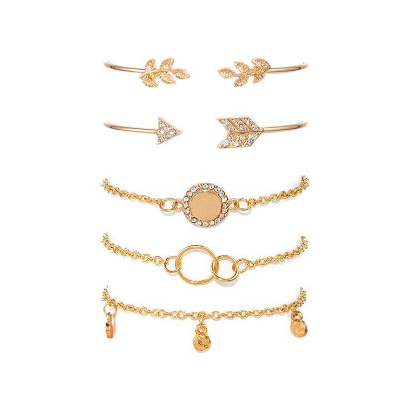 5pcs/Set Love Pentagram Moon Star Bracelets Women Bling Crystal Earth Beads Anklets Summer Jewelry Set