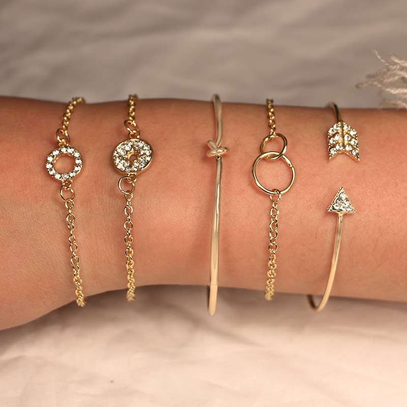5pcs/Set Love Pentagram Moon Star Bracelets Women Bling Crystal Earth Beads Anklets Summer Jewelry Set