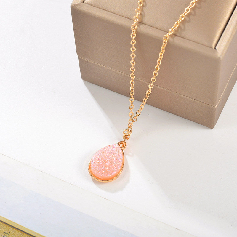 Crystal Pendant Necklace Women Druzy Gold Plated Chain Accessories for Female