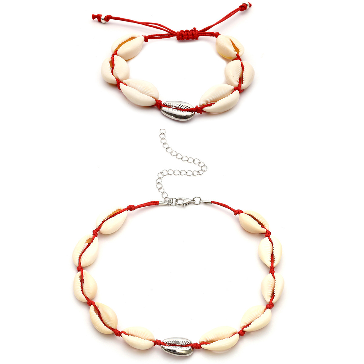Natural Cowrie Shell Choker Necklace Gold-Plated Sea Shell Necklace Adjustable Cowry Charms Gilded Beaded Cord Rope Hemp Necklace Handmade Boho Beach