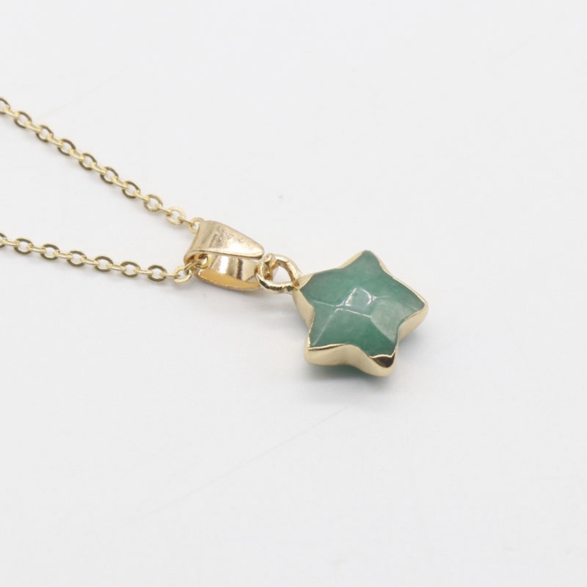 14MM Craved Stars Pendant Necklace with Gold Chain