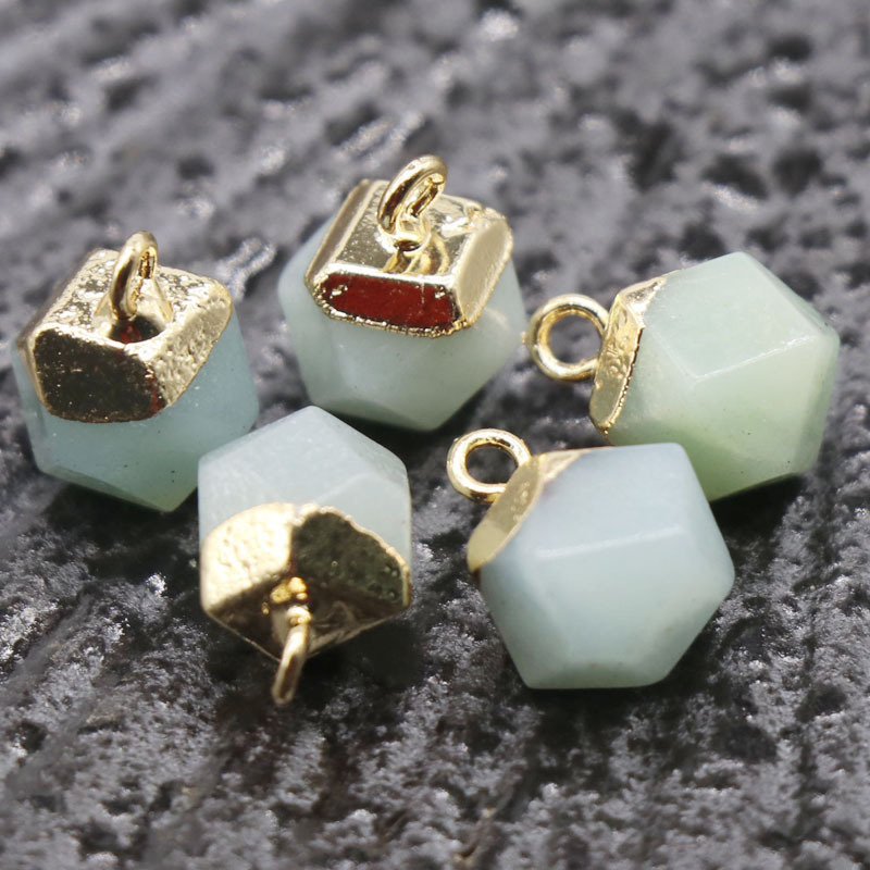 Natural Carved Stone Octagonal Pendant