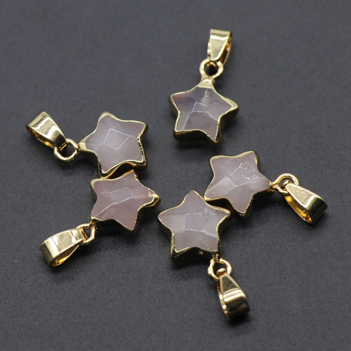 14MM Craved Stars Pendant Necklace with Gold Chain