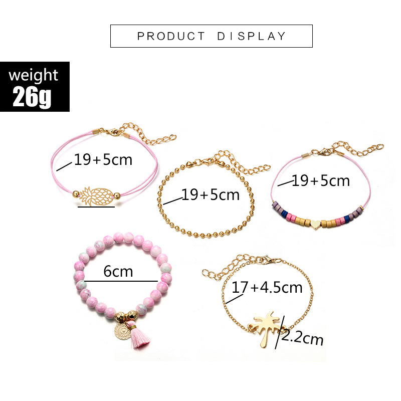Women's Fashion Multilayer Hollow Circle Flower Lotus Faux Gem Chain Bracelet