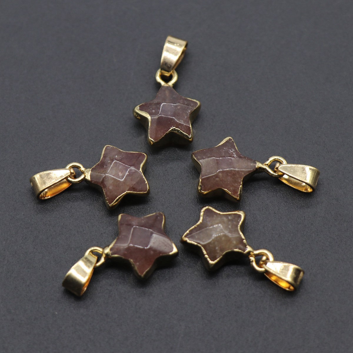14MM Craved Stars Pendant Necklace with Gold Chain