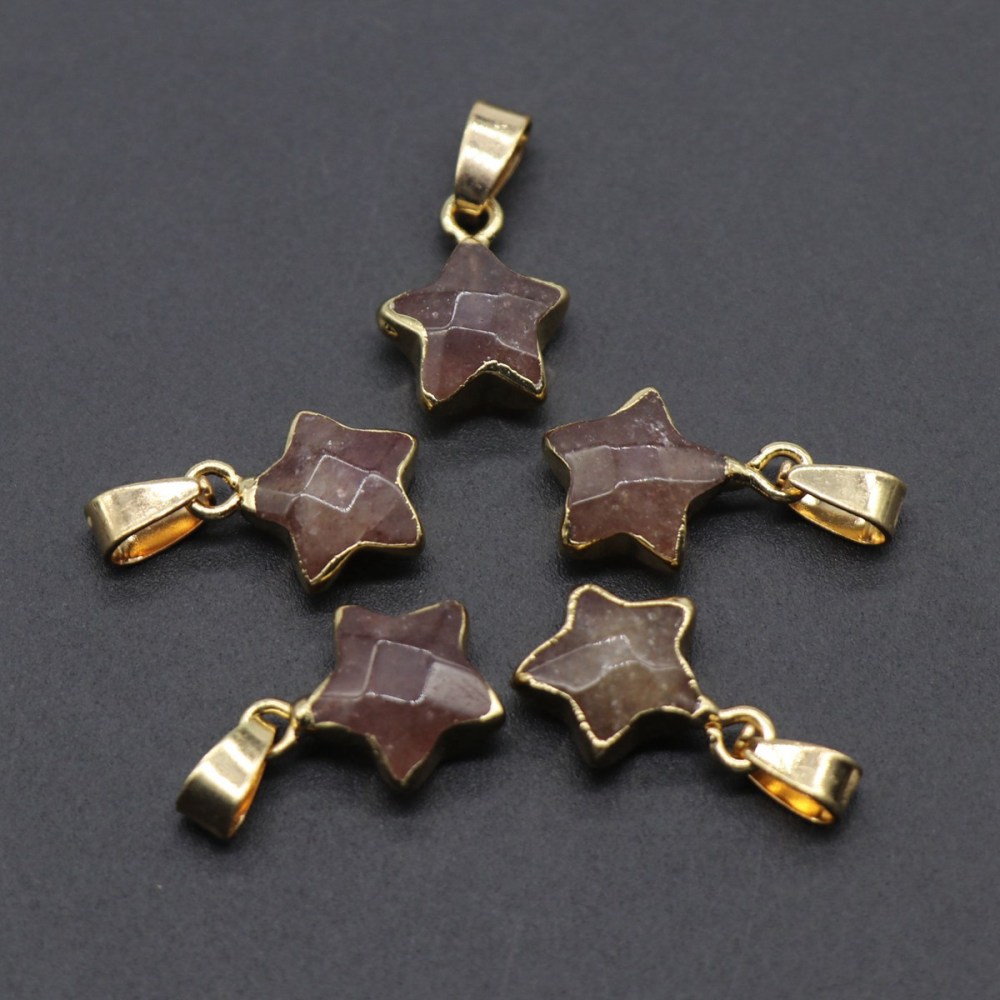 14MM Craved Stars Pendant Necklace with Gold Chain