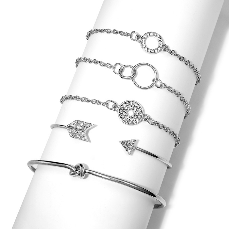 5pcs/Set Love Pentagram Moon Star Bracelets Women Bling Crystal Earth Beads Anklets Summer Jewelry Set