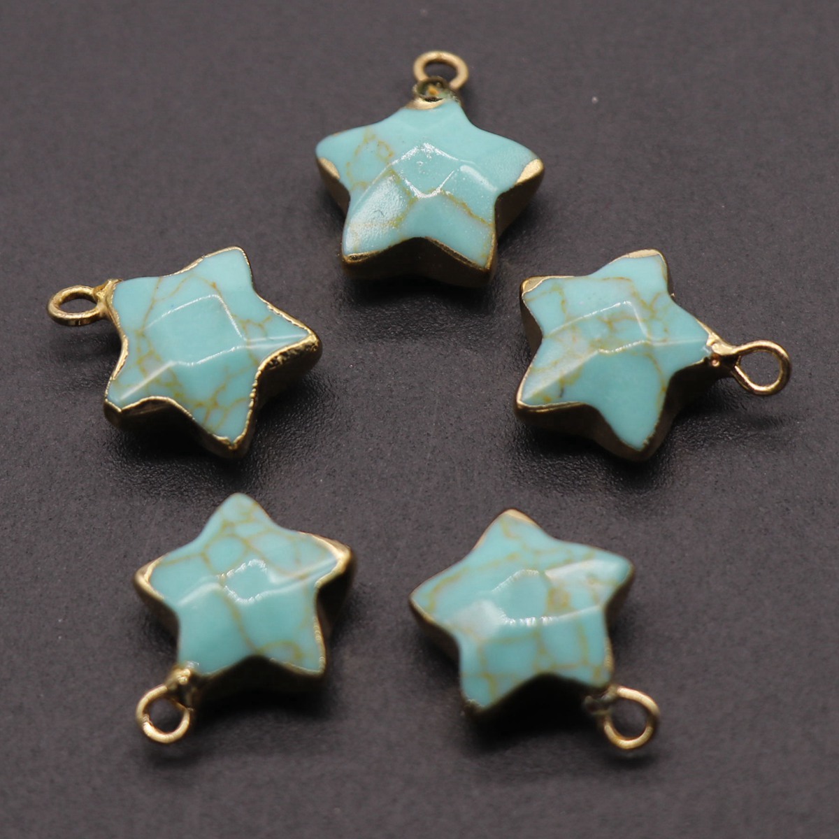 14MM Craved Stars Pendant Necklace with Gold Chain