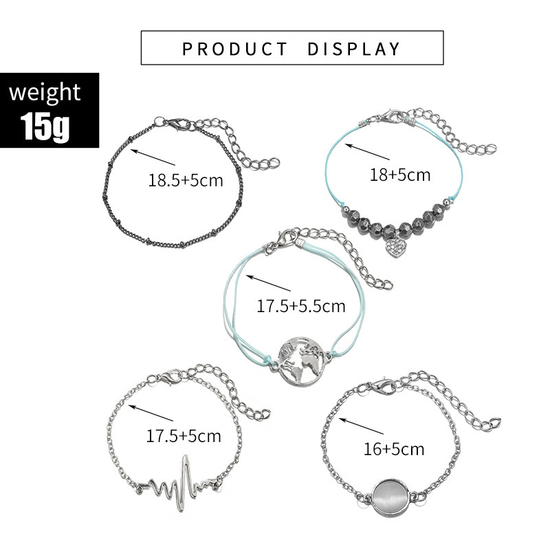 Women's Fashion Multilayer Hollow Circle Flower Lotus Faux Gem Chain Bracelet
