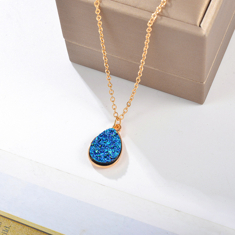 Crystal Pendant Necklace Women Druzy Gold Plated Chain Accessories for Female
