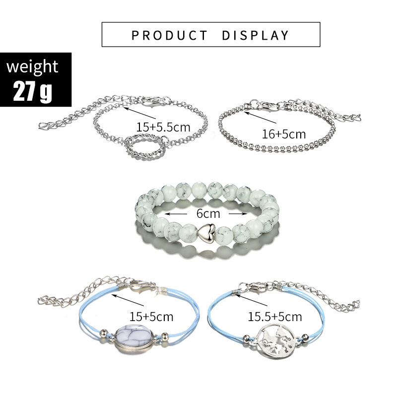Women's Fashion Multilayer Hollow Circle Flower Lotus Faux Gem Chain Bracelet