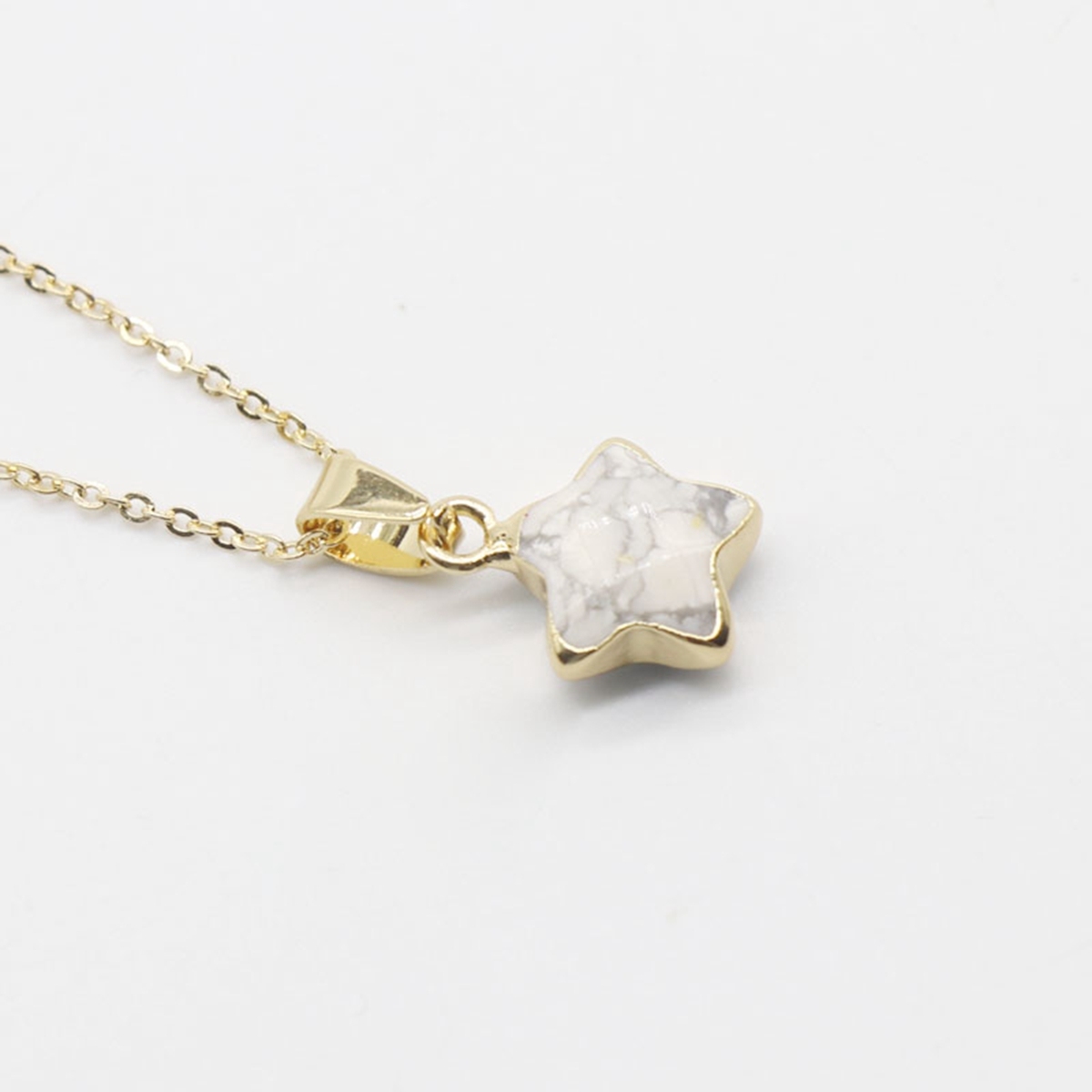 14MM Craved Stars Pendant Necklace with Gold Chain