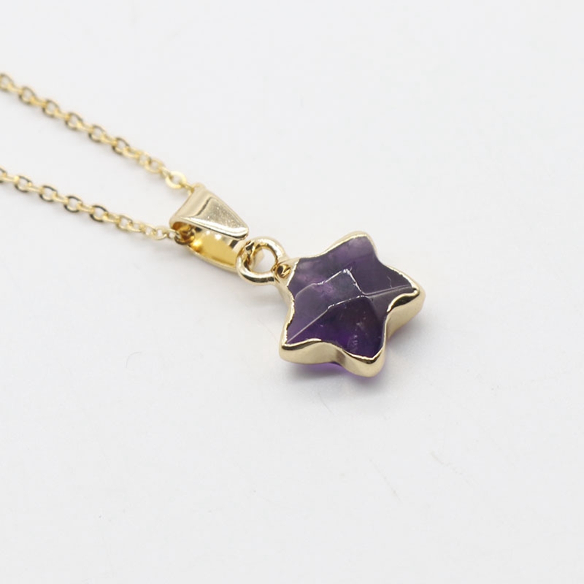 14MM Craved Stars Pendant Necklace with Gold Chain