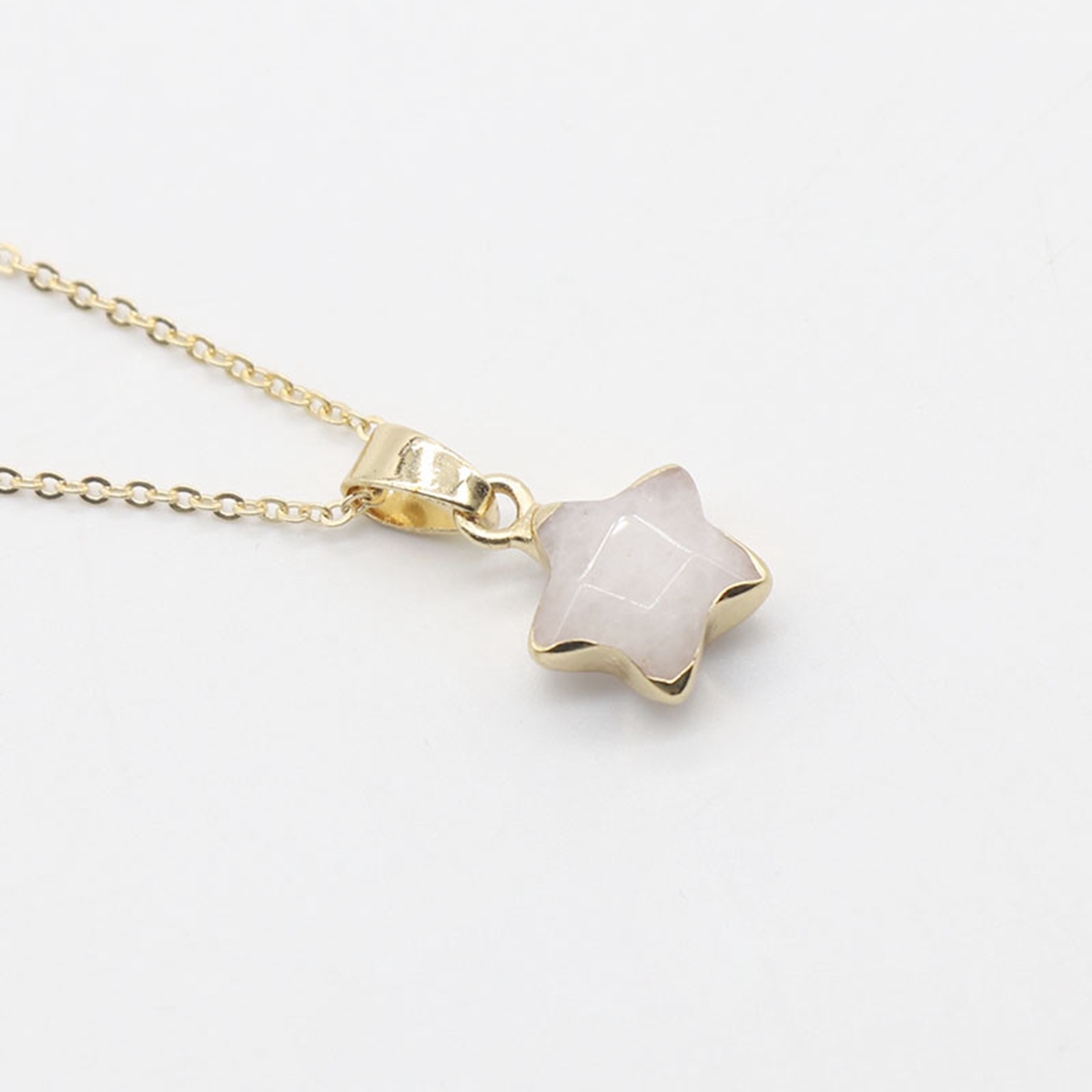 14MM Craved Stars Pendant Necklace with Gold Chain
