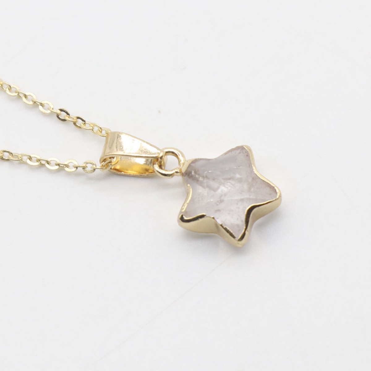 14MM Craved Stars Pendant Necklace with Gold Chain