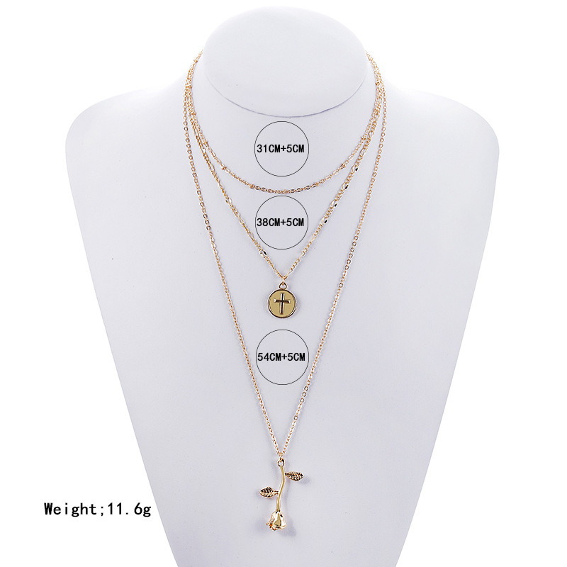 Fashion Women 3D Rose Necklace Personalized Floral Pendant Necklace for Ladies