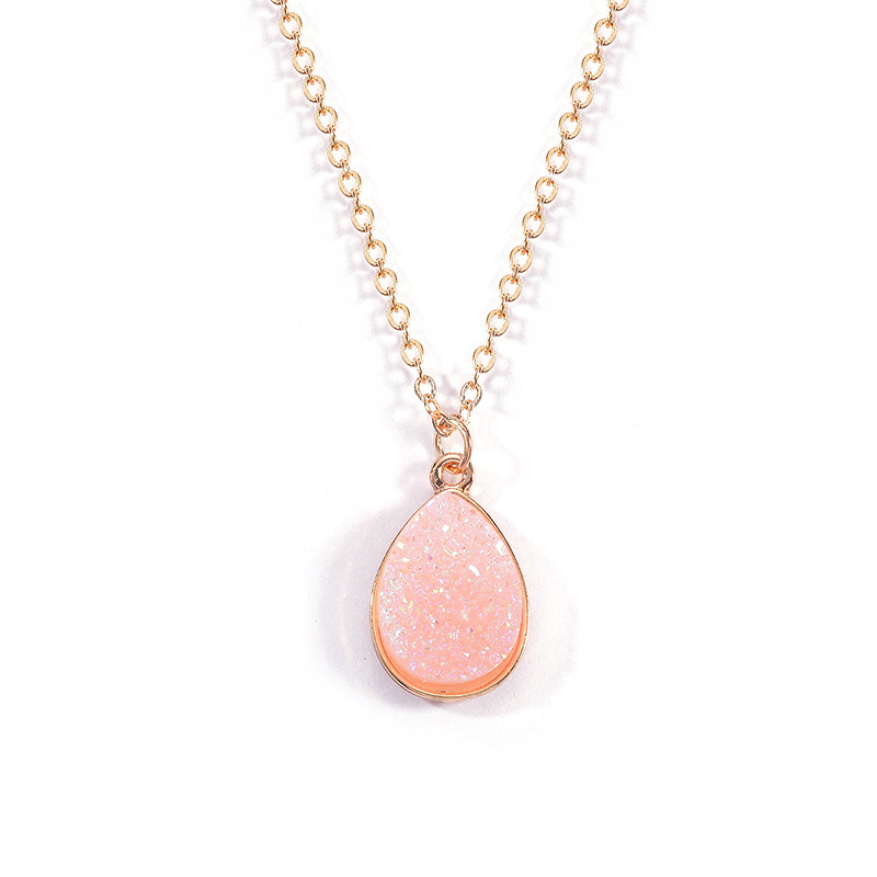 Crystal Pendant Necklace Women Druzy Gold Plated Chain Accessories for Female