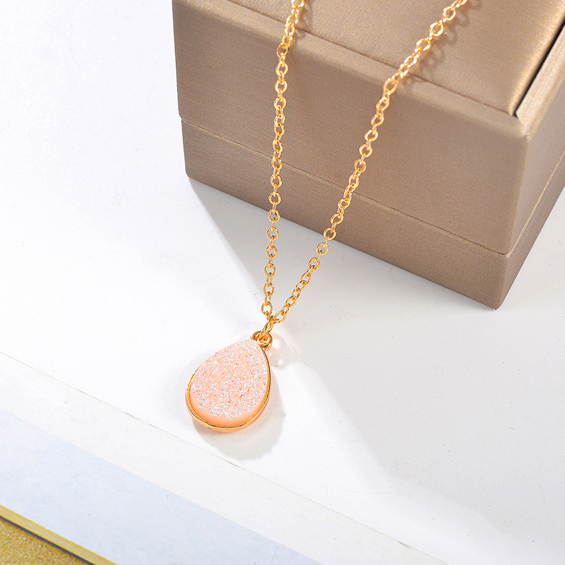 Crystal Pendant Necklace Women Druzy Gold Plated Chain Accessories for Female