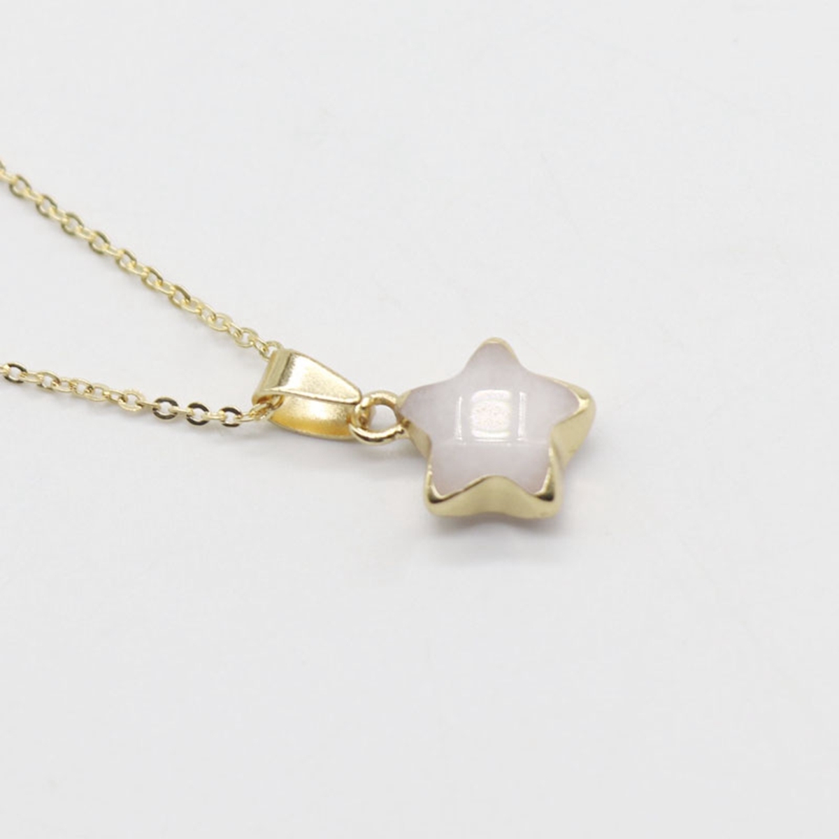 14MM Craved Stars Pendant Necklace with Gold Chain