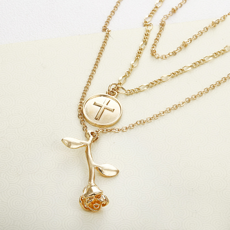 Fashion Women 3D Rose Necklace Personalized Floral Pendant Necklace for Ladies
