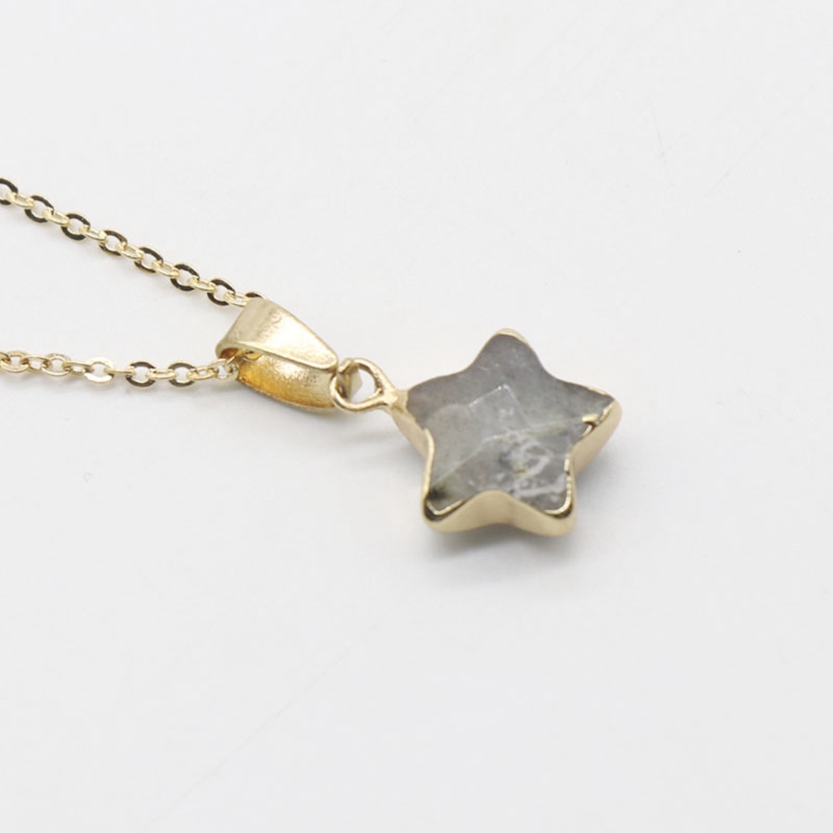 14MM Craved Stars Pendant Necklace with Gold Chain