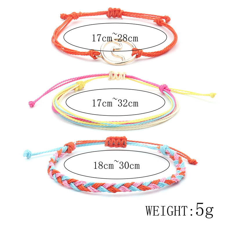 Girl Leather Charm Bracelet Fashion 3pcs/set Multilayer Women Adjustable Bangle