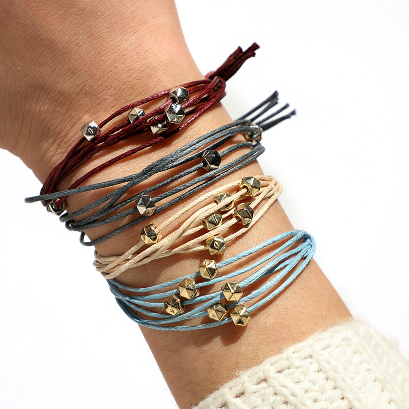 4 Color Girl Leather Charm Bracelet Fashion Multilayer Women Adjustable Bangle