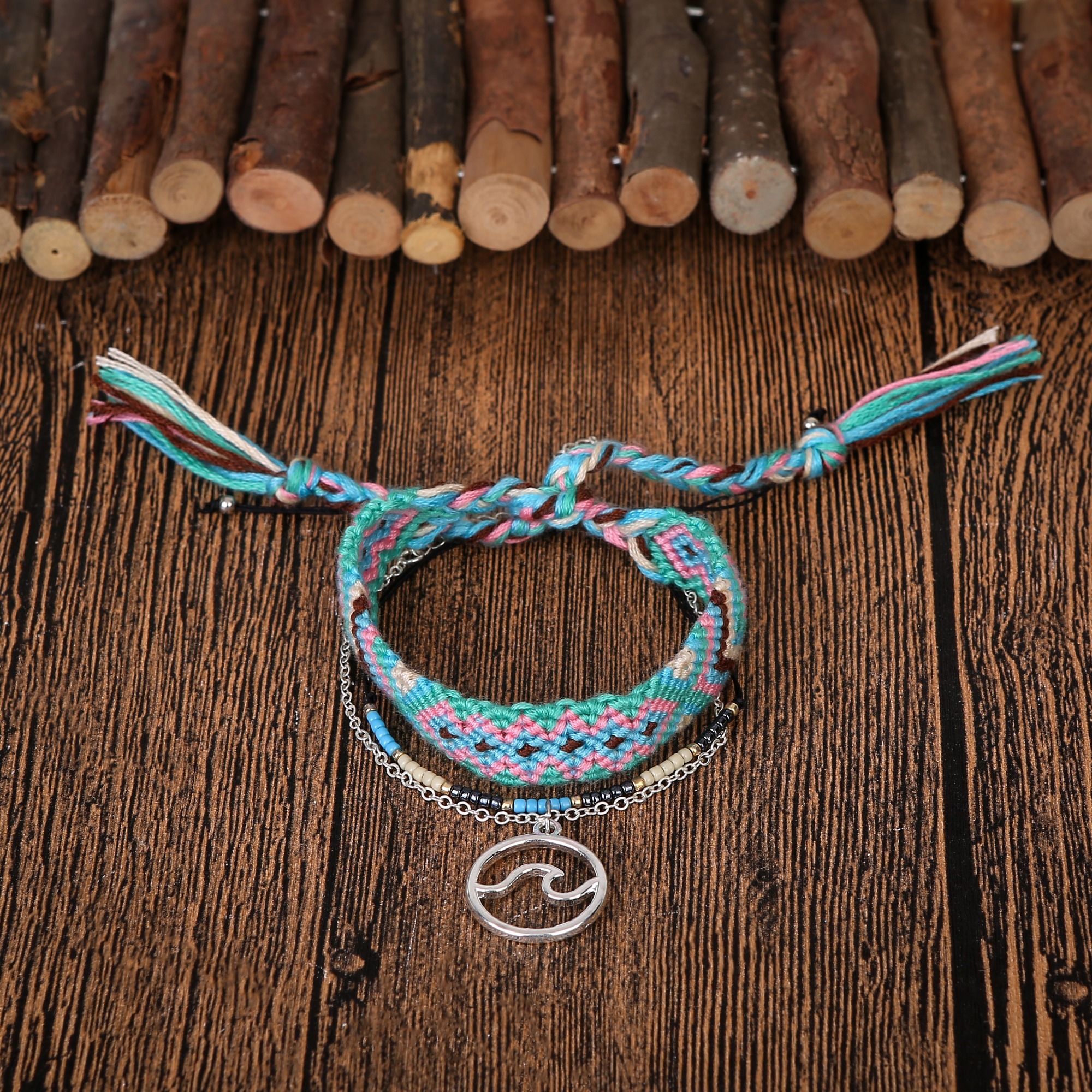 3pcs/set Multilayer Leather Adjustable Bracelet Woman Girl Beauty Charm Bracelet