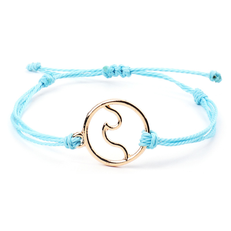 Blue Girl Leather Charm Bracelet Fashion Multilayer Women Adjustable Bangle