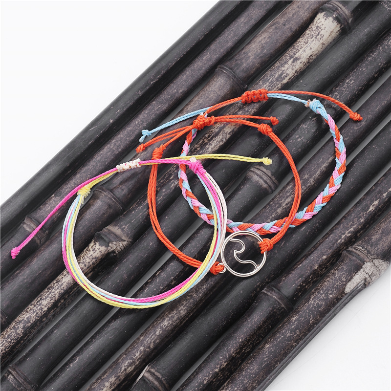 Girl Leather Charm Bracelet Fashion 3pcs/set Multilayer Women Adjustable Bangle