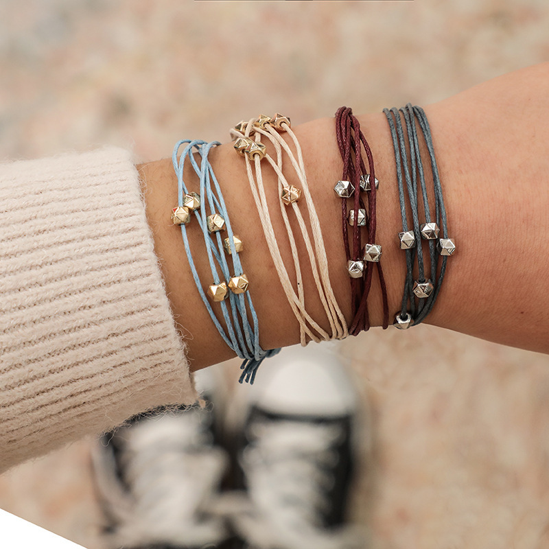4 Color Girl Leather Charm Bracelet Fashion Multilayer Women Adjustable Bangle