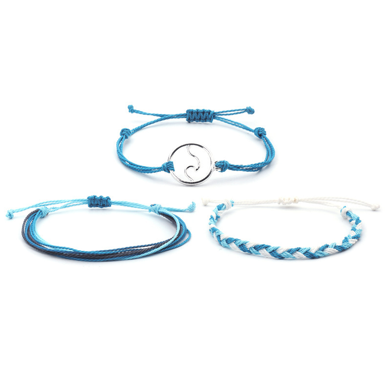 Girl Leather Charm Bracelet Fashion 3pcs/set Multilayer Women Adjustable Bangle