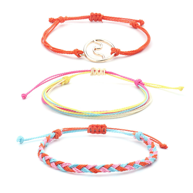 Girl Leather Charm Bracelet Fashion 3pcs/set Multilayer Women Adjustable Bangle