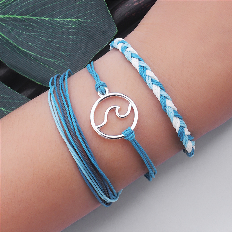 Girl Leather Charm Bracelet Fashion 3pcs/set Multilayer Women Adjustable Bangle