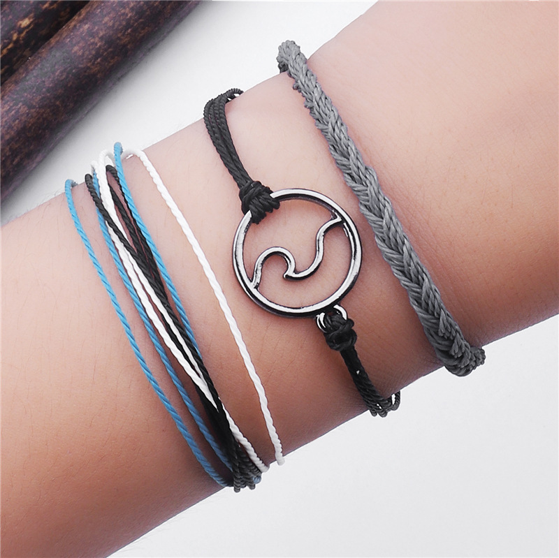 Girl Leather Charm Bracelet Fashion 3pcs/set Multilayer Women Adjustable Bangle