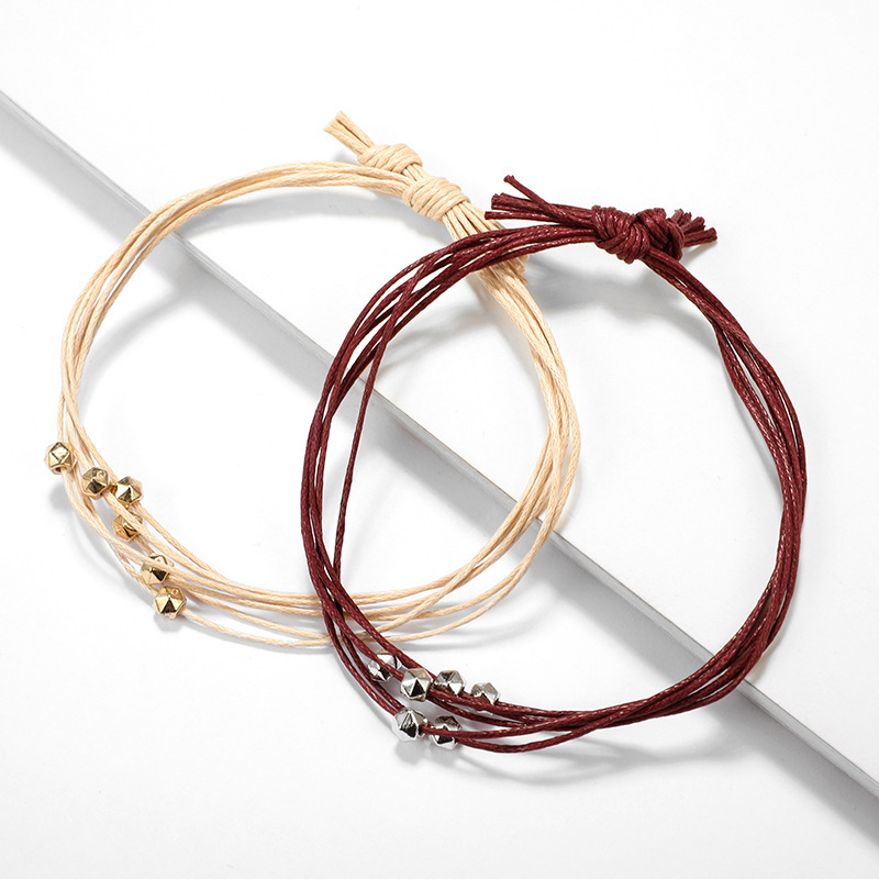 4 Color Girl Leather Charm Bracelet Fashion Multilayer Women Adjustable Bangle