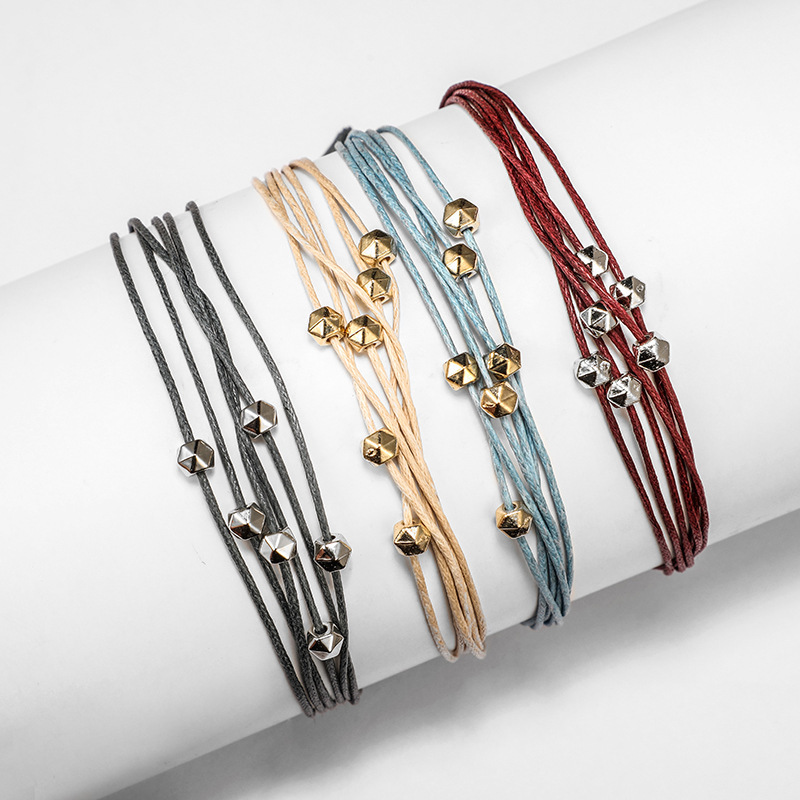 4 Color Girl Leather Charm Bracelet Fashion Multilayer Women Adjustable Bangle