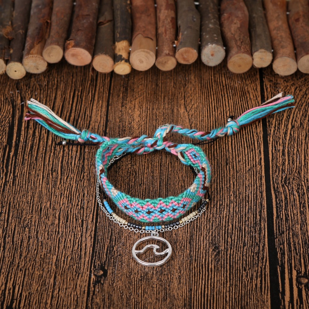 3pcs/set Multilayer Leather Adjustable Bracelet Woman Girl Beauty Charm Bracelet
