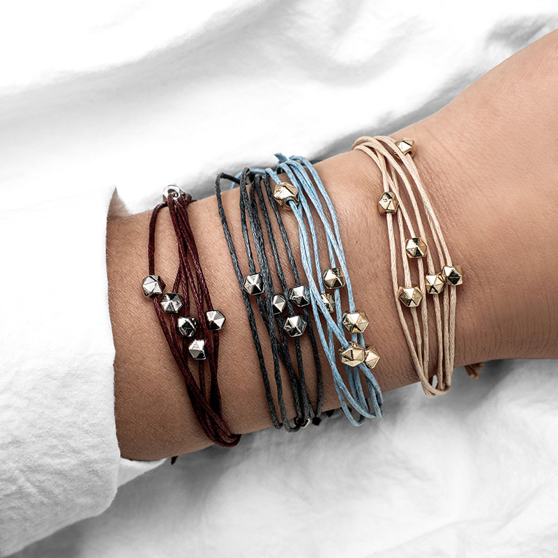 4 Color Girl Leather Charm Bracelet Fashion Multilayer Women Adjustable Bangle