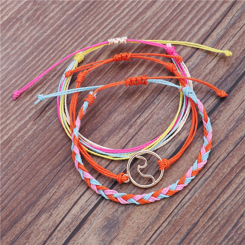 Girl Leather Charm Bracelet Fashion 3pcs/set Multilayer Women Adjustable Bangle
