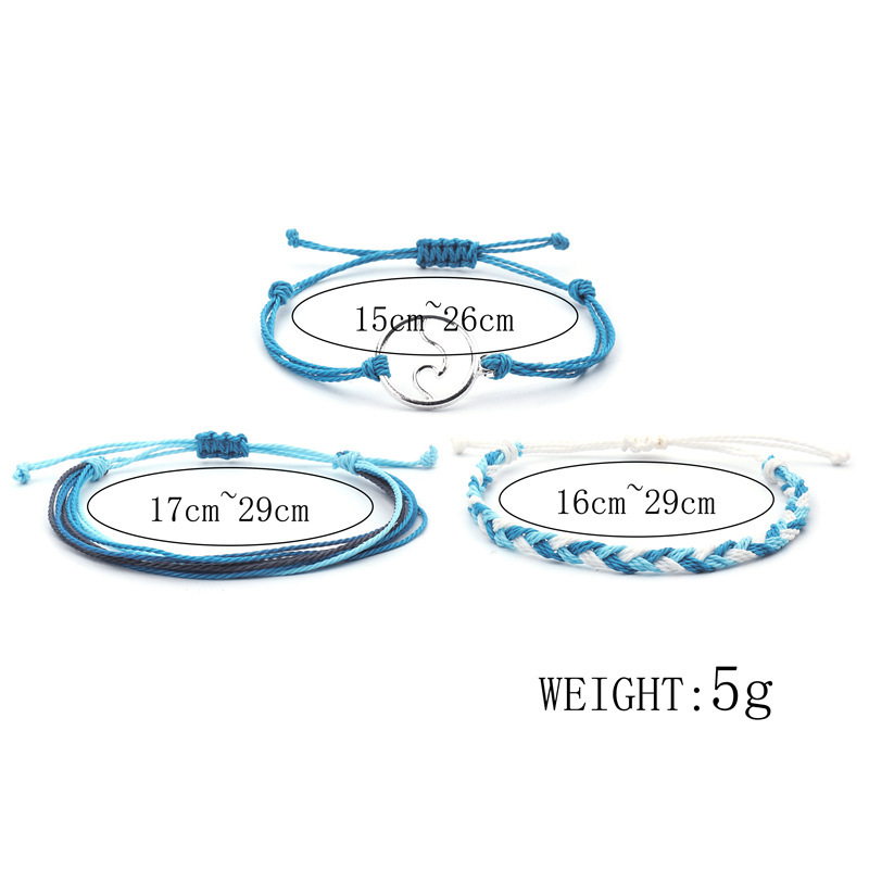 Girl Leather Charm Bracelet Fashion 3pcs/set Multilayer Women Adjustable Bangle