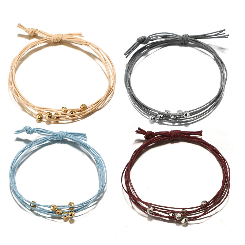 4 Color Girl Leather Charm Bracelet Fashion Multilayer Women Adjustable Bangle