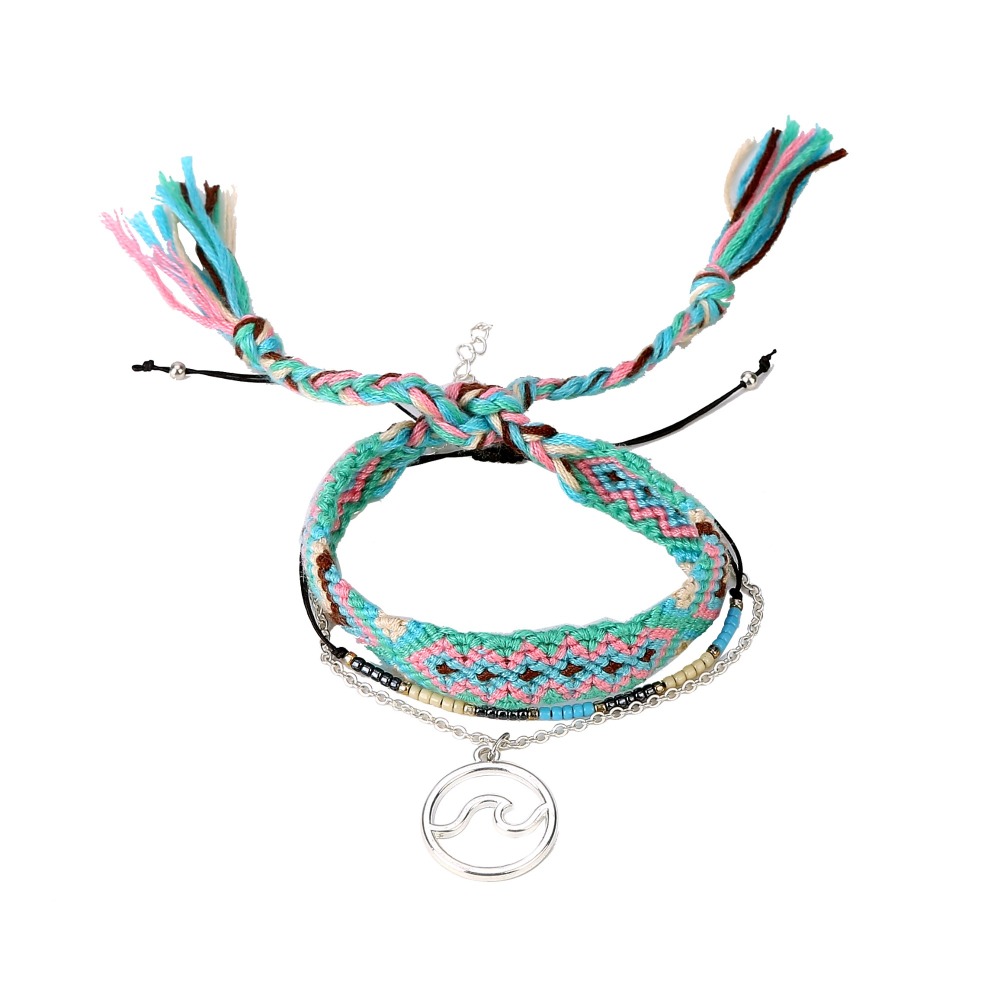 3pcs/set Multilayer Leather Adjustable Bracelet Woman Girl Beauty Charm Bracelet