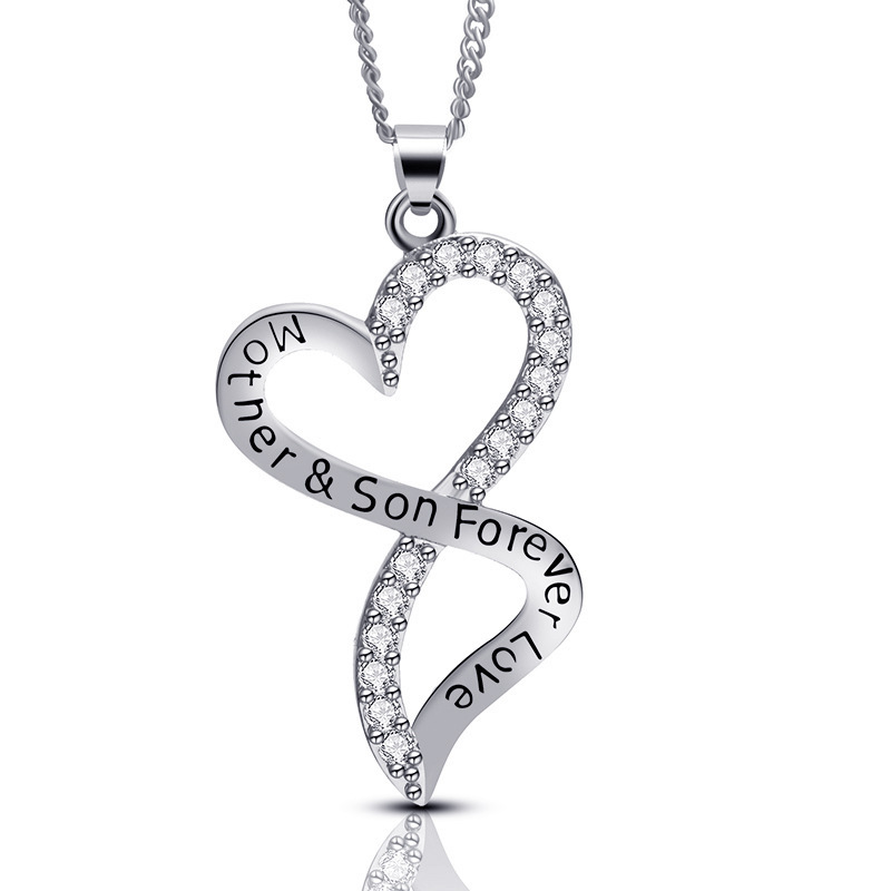 Mother's Day Necklace Pendant Gold and Silver Chic Mother and Child Love Heart Pendant Necklace The Best Gift for Mom