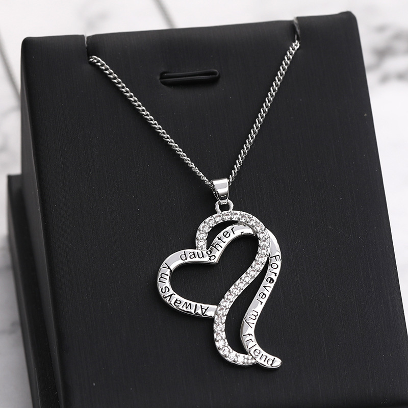 Mother's Day Necklace Pendant Gold and Silver Chic Mother and Child Love Heart Pendant Necklace The Best Gift for Mom