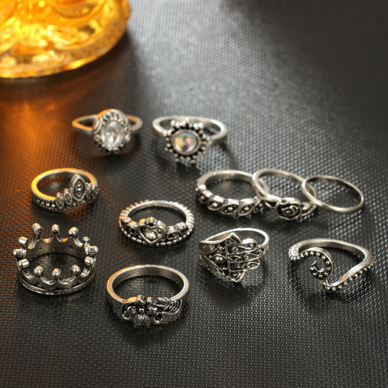 Vintage Knuckle Ring Set for Women Girls Stackable Rings Set Hollow Carved Flowers
