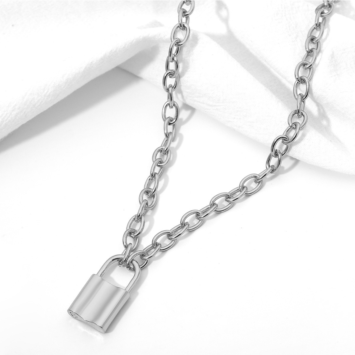 Y Necklace Lock Pendant Simple Cute Necklaces Long Multilayer Chain Fashion Jewelry Women Girls Gift for Her