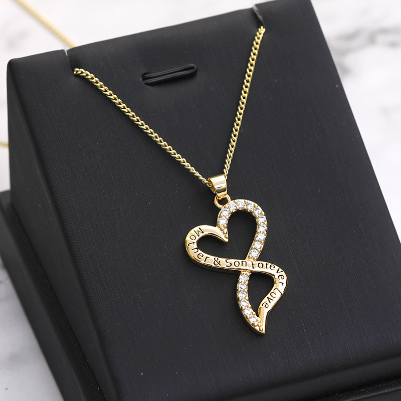 Mother's Day Necklace Pendant Gold and Silver Chic Mother and Child Love Heart Pendant Necklace The Best Gift for Mom