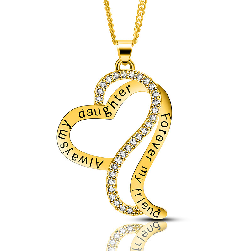 Mother's Day Necklace Pendant Gold and Silver Chic Mother and Child Love Heart Pendant Necklace The Best Gift for Mom