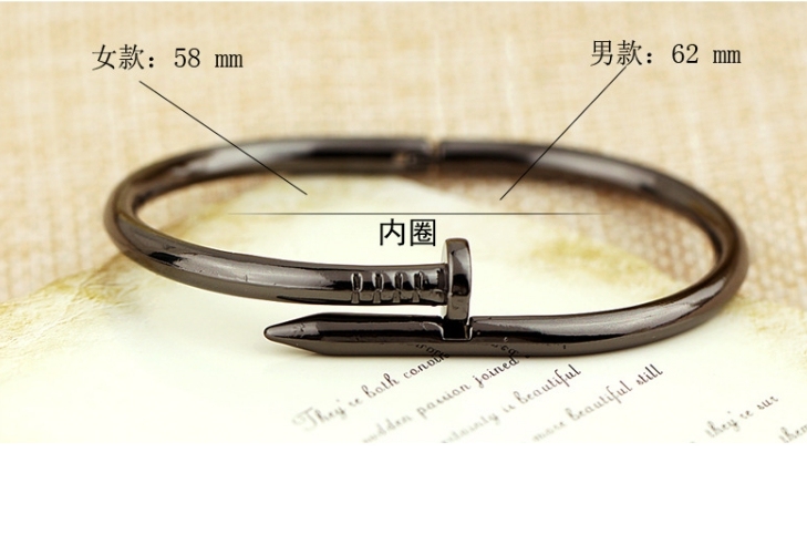 Unisex Stainless Steel w/CZ Nail Style Love Bangle Bracelet For Women Men